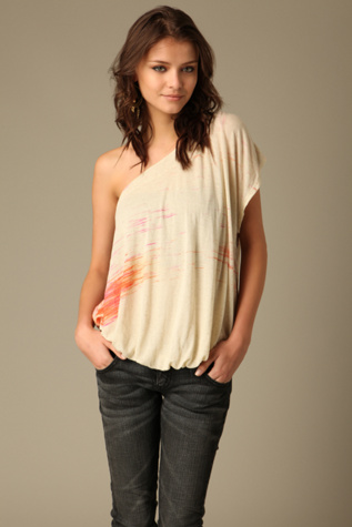 Printed Drapey One Shoulder Top
