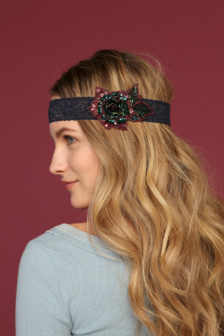 Flower Bead & Sequin Applique Headband