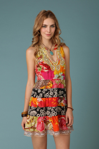 Patchwork Paisley Necklace Dress