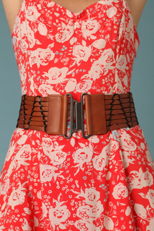 Woven Leather Stretch Waist Belt
