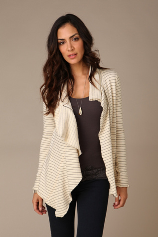 Zip Up Ruffle Stripe Jacket