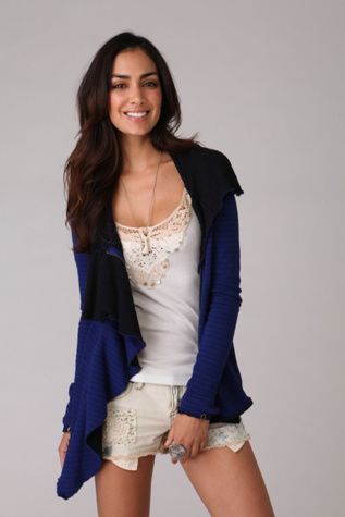 Zip Up Ruffle Stripe Jacket