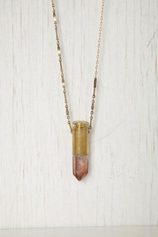 Fire Quartz Bullet Shell Necklace