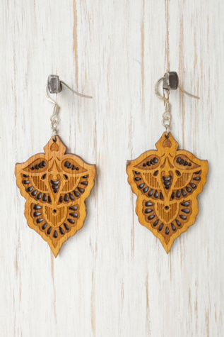 Natural Cut Wood Earring