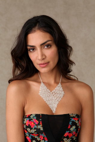 Flower Mesh Necklace at Free People Clothing Boutique :  necklace fashion mesh silver