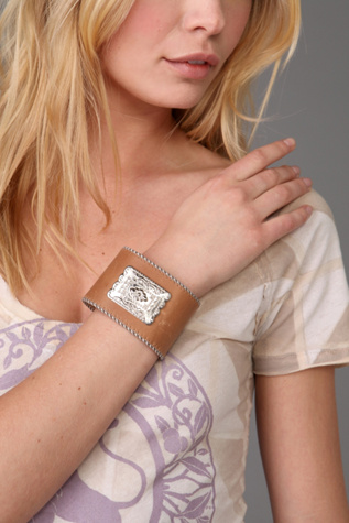 Leather & Silver Adorned Cuff