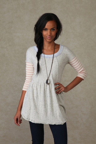 We the Free 3/4 Sleeve Stripe Babydoll Tunic