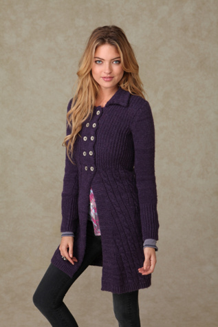 Cable Double Breast Long Cardigan