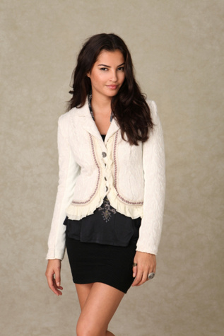 Textured Jacquard Ruffle Jacket