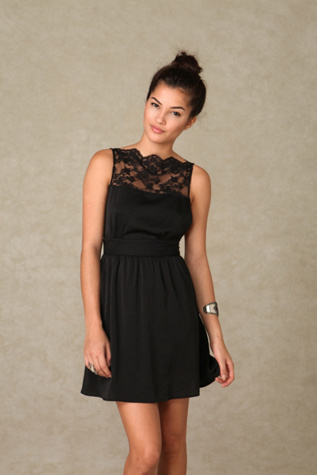 Solid Lace Neck Dress