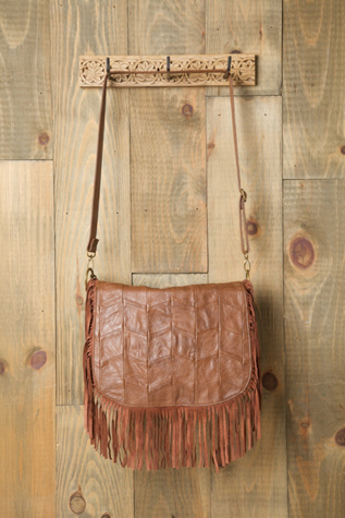 Patched Fringe Boho Messenger Bag