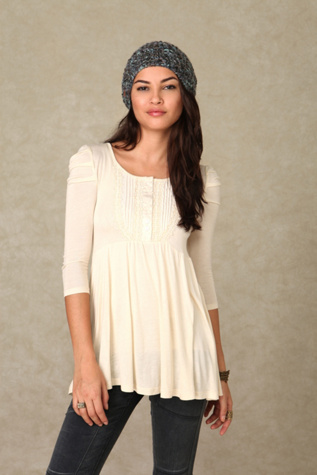 3/4 Sleeve Henley Babydoll Tunic