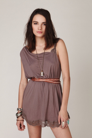 One Shoulder Lace Trim Tunic