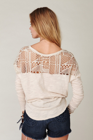 Long Sleeve Crochet Shoulder Pullover