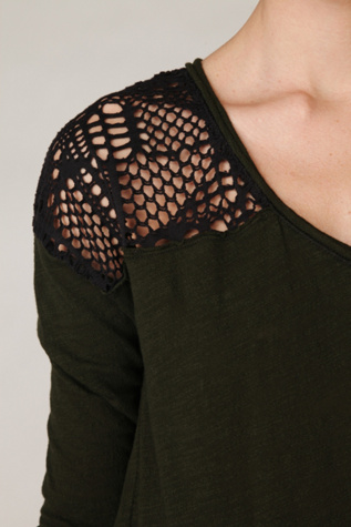 Long Sleeve Crochet Shoulder Pullover
