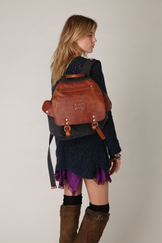 Leather and Canvas Backpack