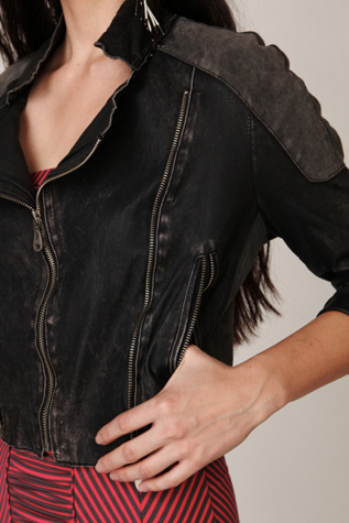 Doma Cropped Leather Jacket
