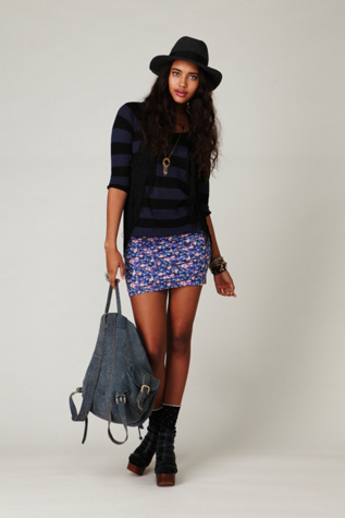 Watercolor Floral Scrunch Skirt