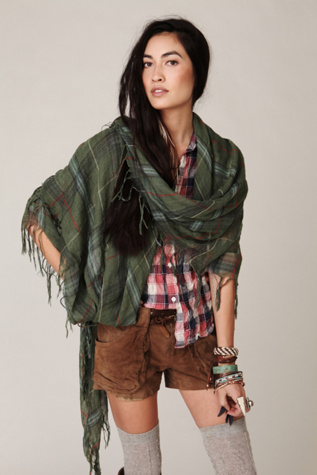 Plaid Gauze Scarf