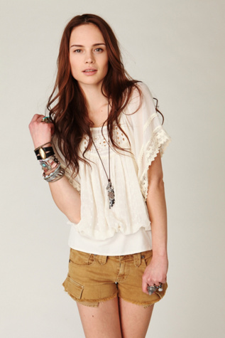 Trimmed Edges Eyelet Top
