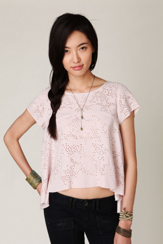 Short Sleeve High Low Cutout Top