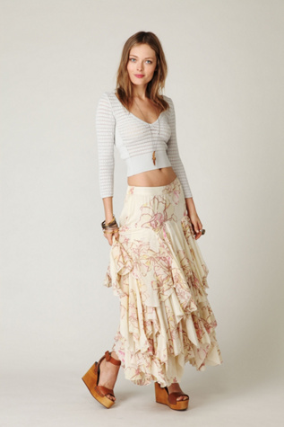 Rounded Godet Maxi Skirt
