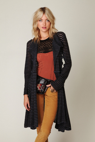 Sheer Stripe Long Cardigan