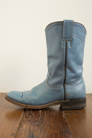 Vintage Round Toe Western Boot at Free People Clothing Boutique :  shoes boots blue fashion