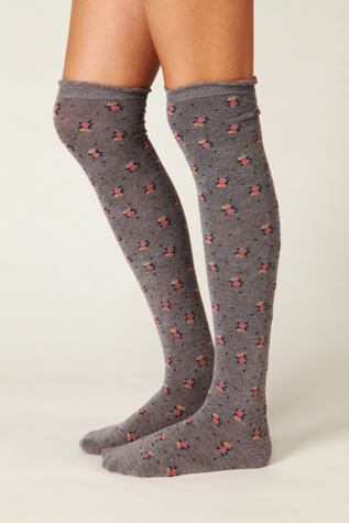 Floral Roll Top Tall Sock