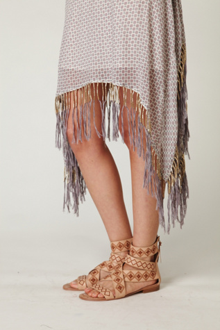 Beaded Printed Fringe Dress