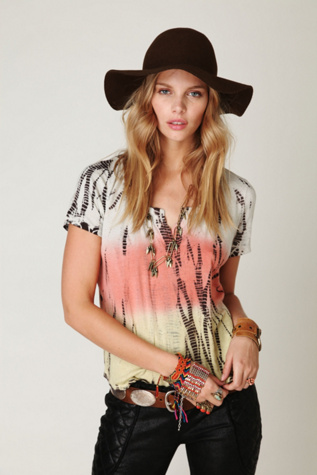 Split Neck Tie Dye Tee