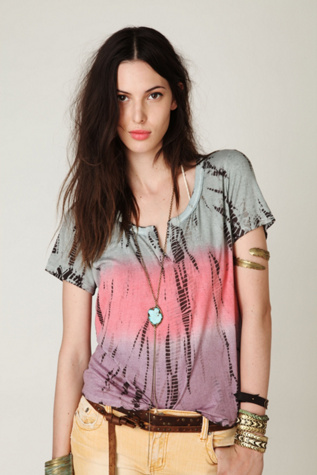 Split Neck Tie Dye Tee