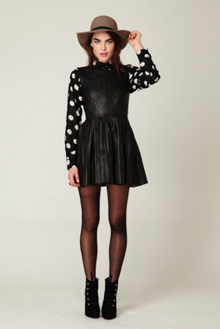Pleated Vegan Leather Dress