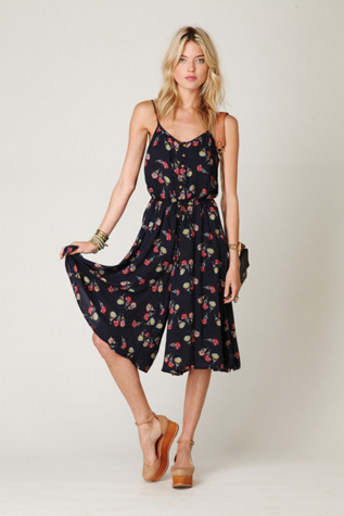 Floral Printed Tea Length Printed Romper