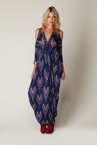 Printed Open Shoulder Kaftan