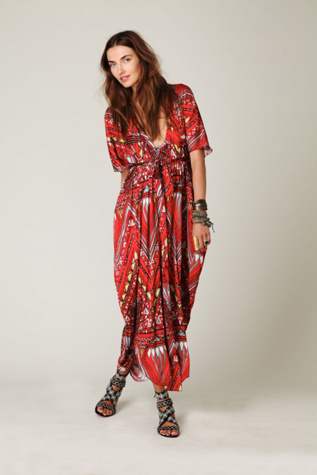 Long Printed Kaftan Dress