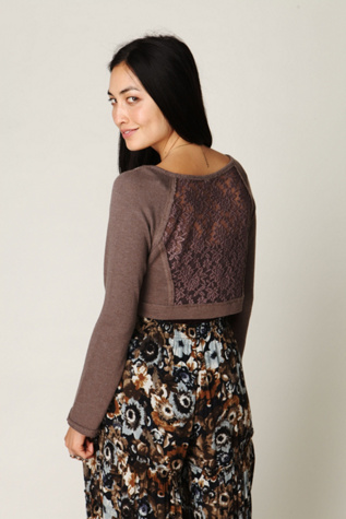 Cropped Lace Inset Pullover