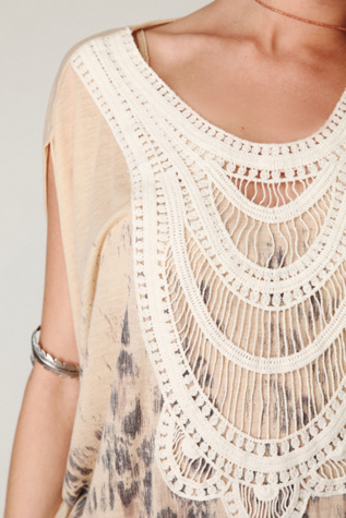 Leopard Blur Crochet Neck Tee