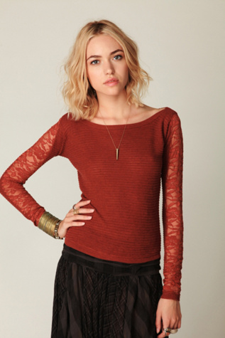 Open Lace Sleeve Top