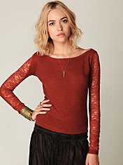 Open Lace Sleeve Top