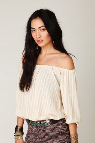 Pointelle Peasant Top