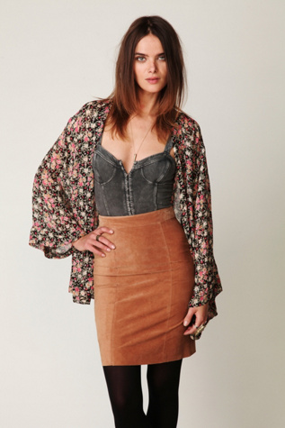 Suede High Waist Pencil Skirt