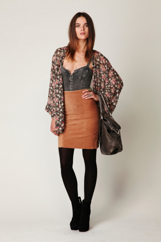 Suede High Waist Pencil Skirt