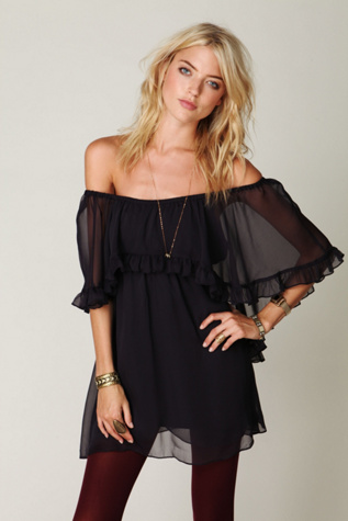 Solid Babydoll Ruffle Woven Dress