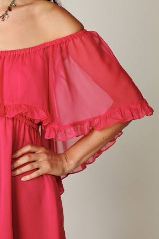 Solid Babydoll Ruffle Woven Dress