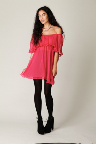 Solid Babydoll Ruffle Woven Dress
