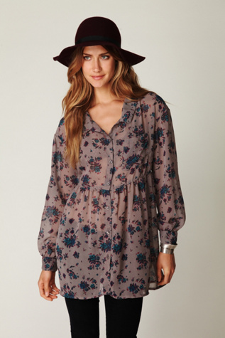 Floral Sheer Button Down Tunic