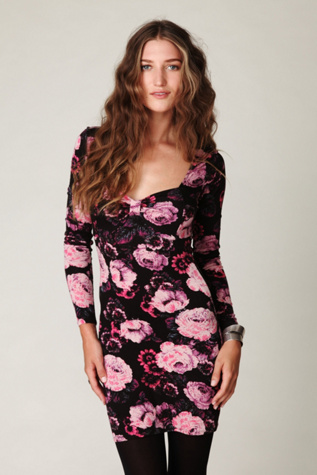 Long Sleeve Printed Bodycon Dress