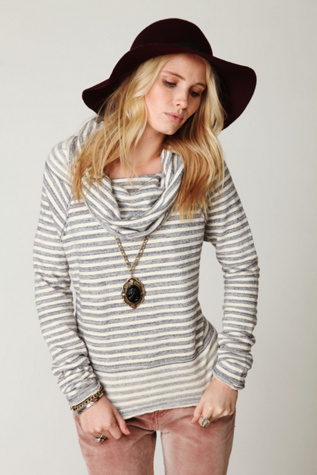 Stripe Cowl Neck Top