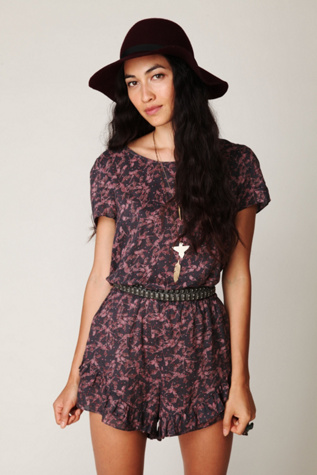 Printed Short Sleeve Frill Romper